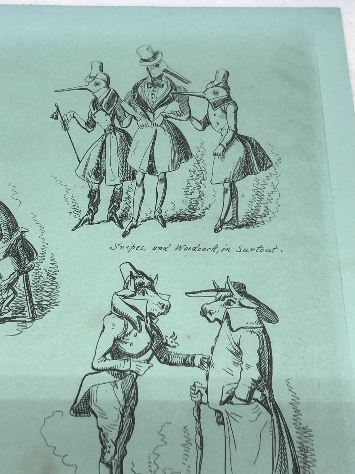 Antique Page / Print – TIT-BIT’S Animal Caricatures Pub. by Ackermann c1830s? L2