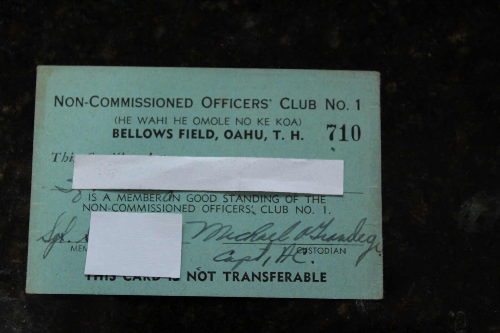 Vintage Ca. 1945 U.S. Army Non-Commissioned Officers Club No. 1 Oahu Bellows
