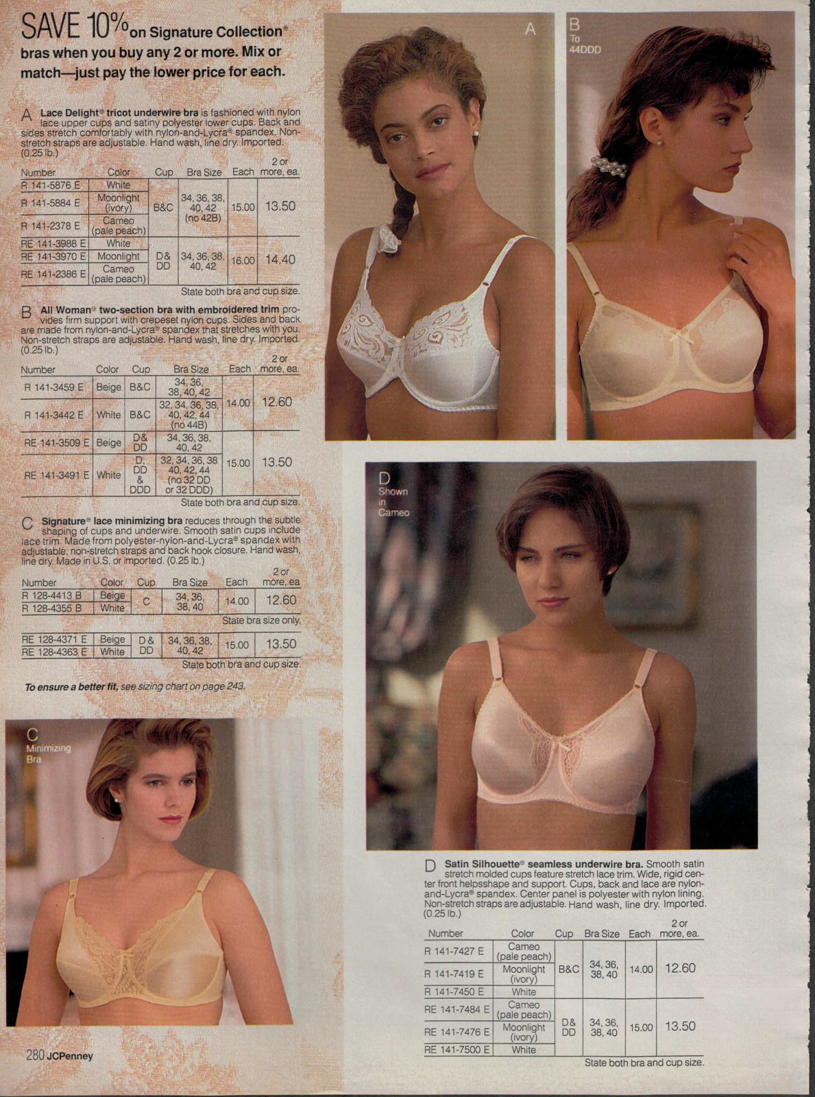 EARLY-1990S JCPENNEY CATALOG LINGERIE & FASHION CLIPPING PAPER ADS PRINTS