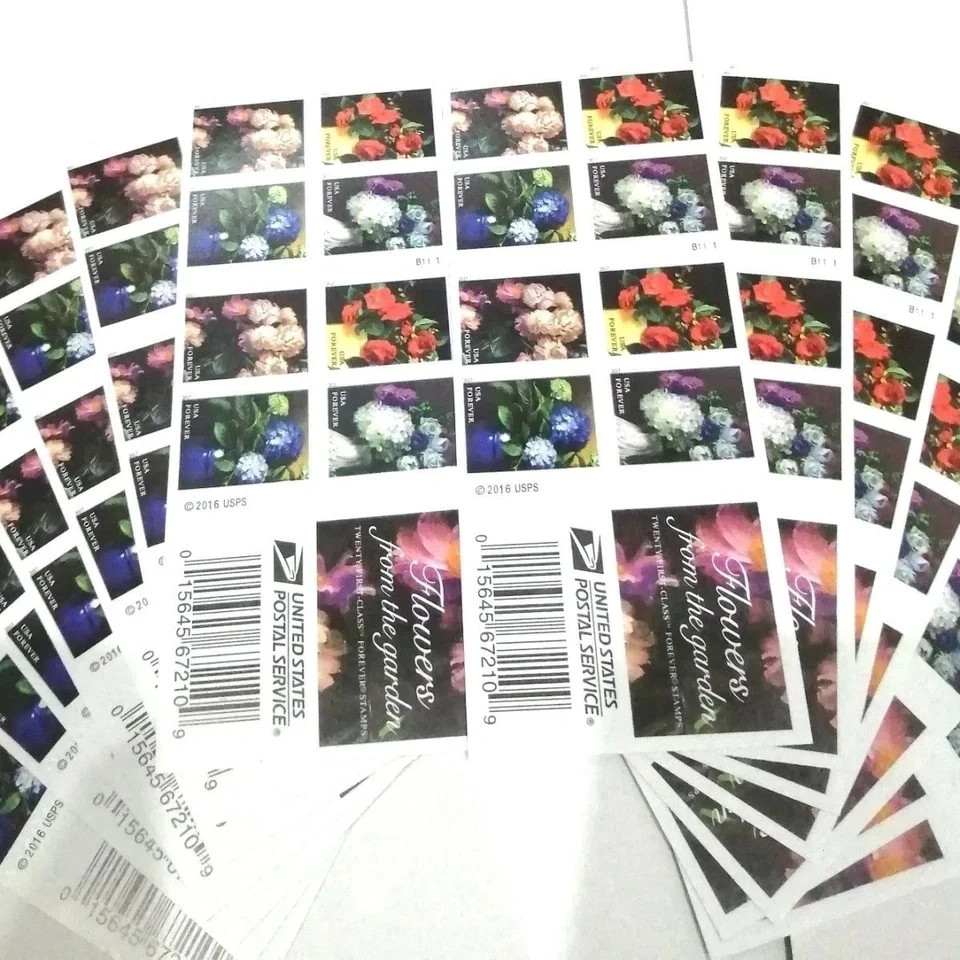 100 Flowers from the Garden Forever Stamps – 5 Sheets / 20 Each