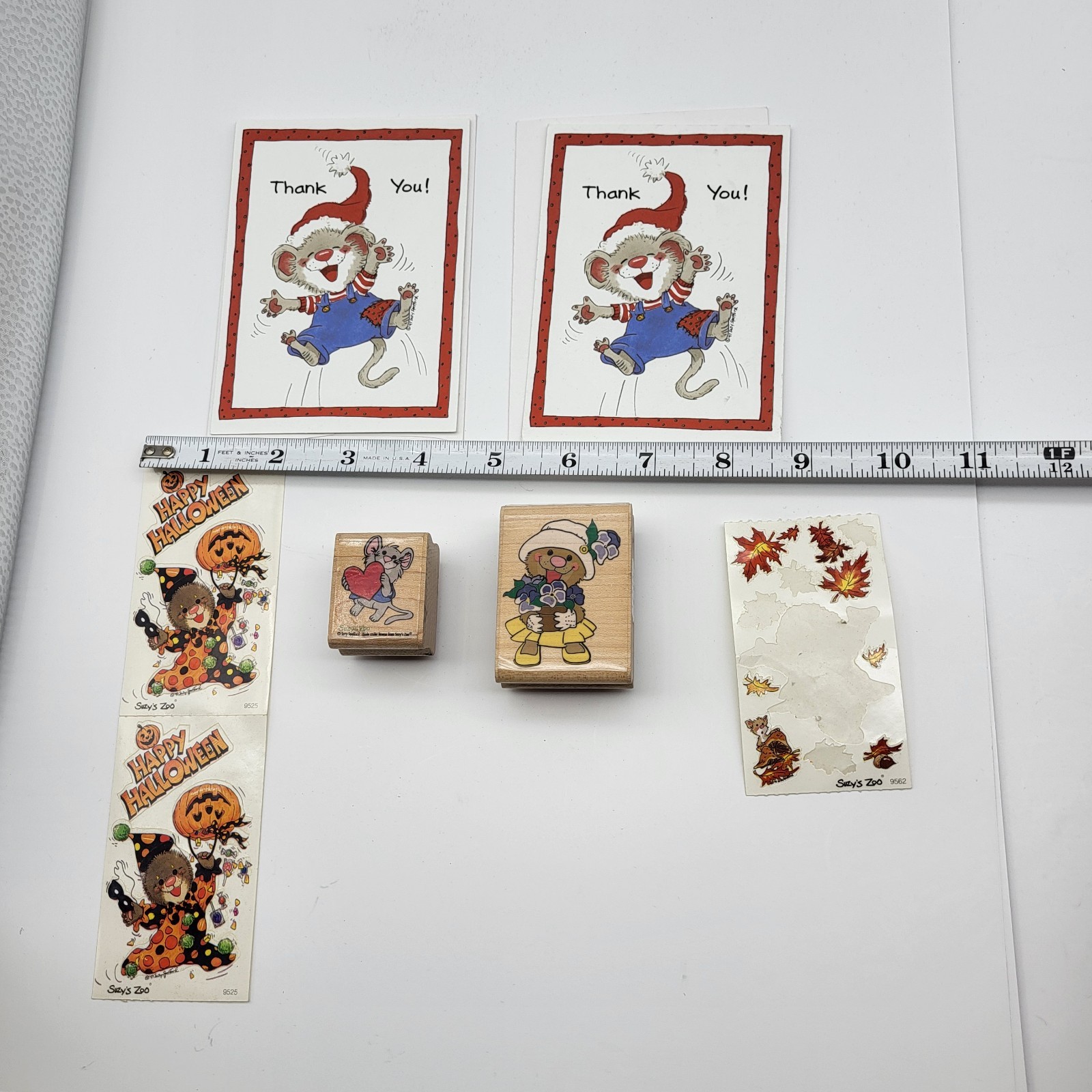 Vintage Suzy’s Zoo Collection 2 Cards 2 Rubber stamps & a few stickers