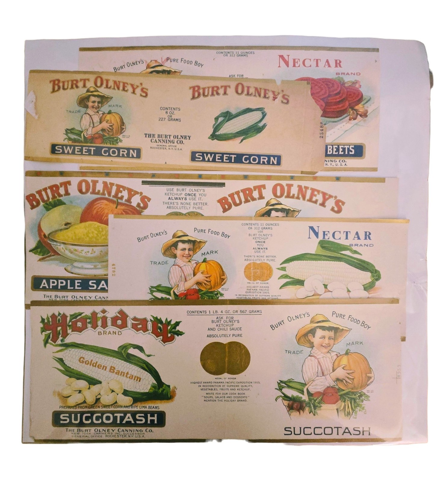 Vintage Canning Labels Peas Succotash Corn Apple Sauce etc
