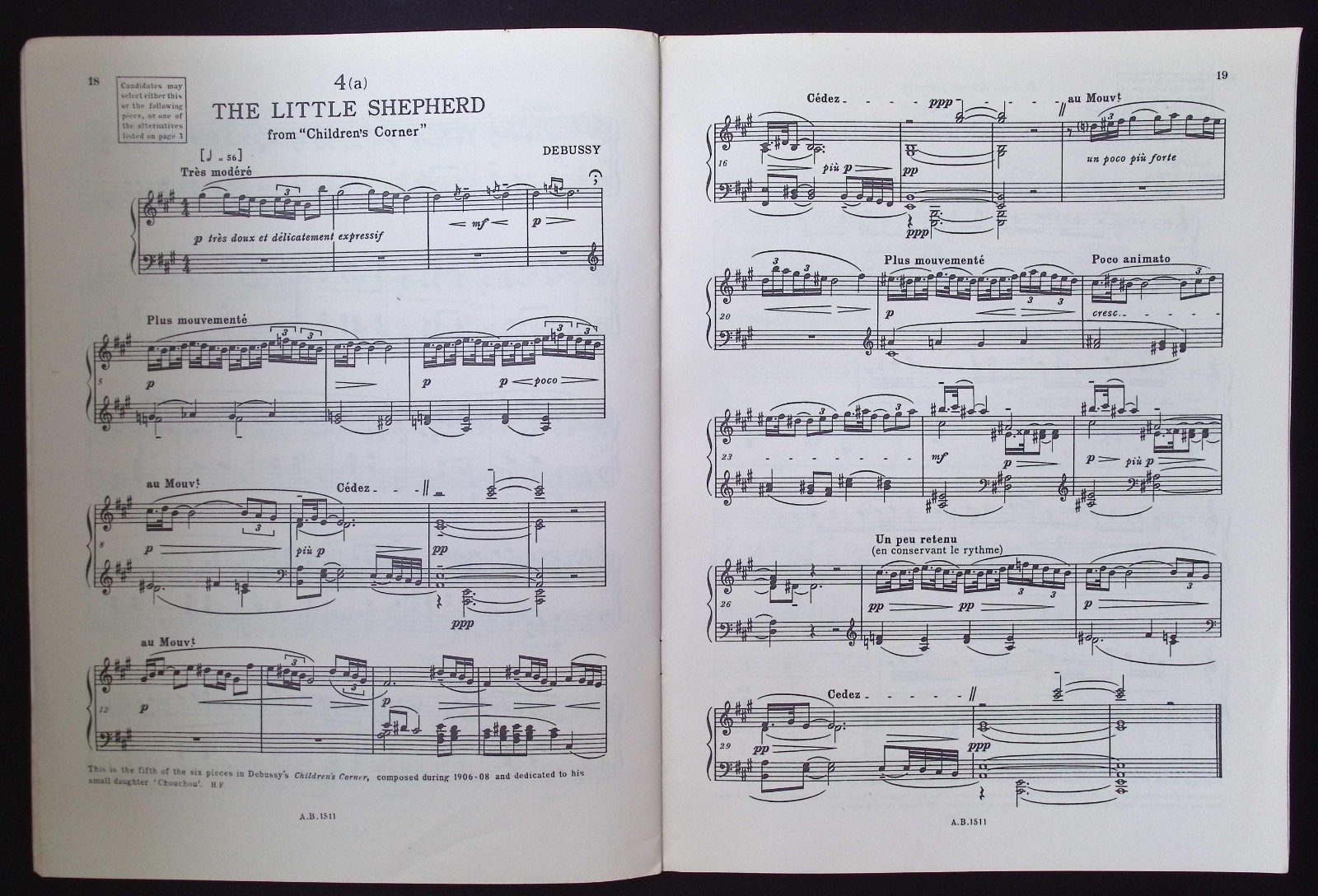 Royal Schools of Music Pianoforte Examinations 1972 Grade VI List B Intermediate