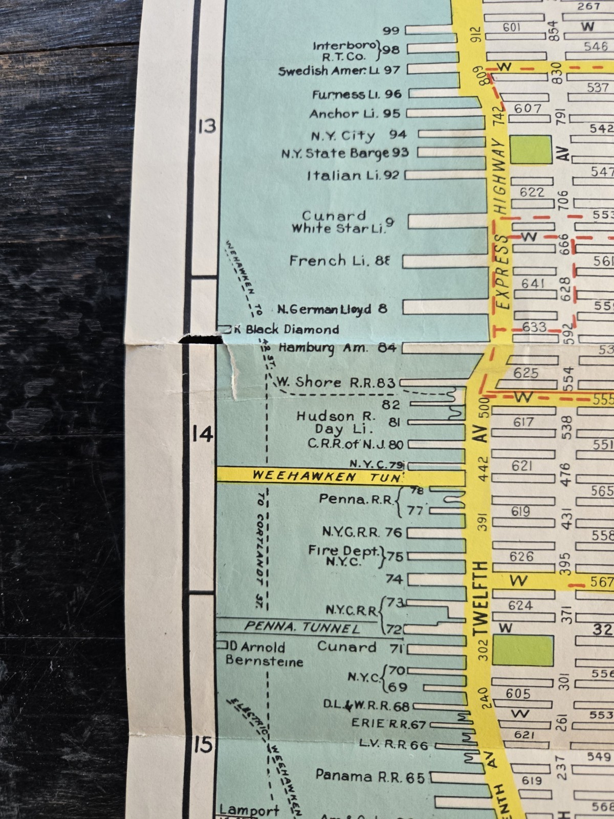 VINTAGE 1940s MAPS NEW YORK MANHATTAN BRONX HOUSE NUMBERS TRANSIT LINES SUBWAY