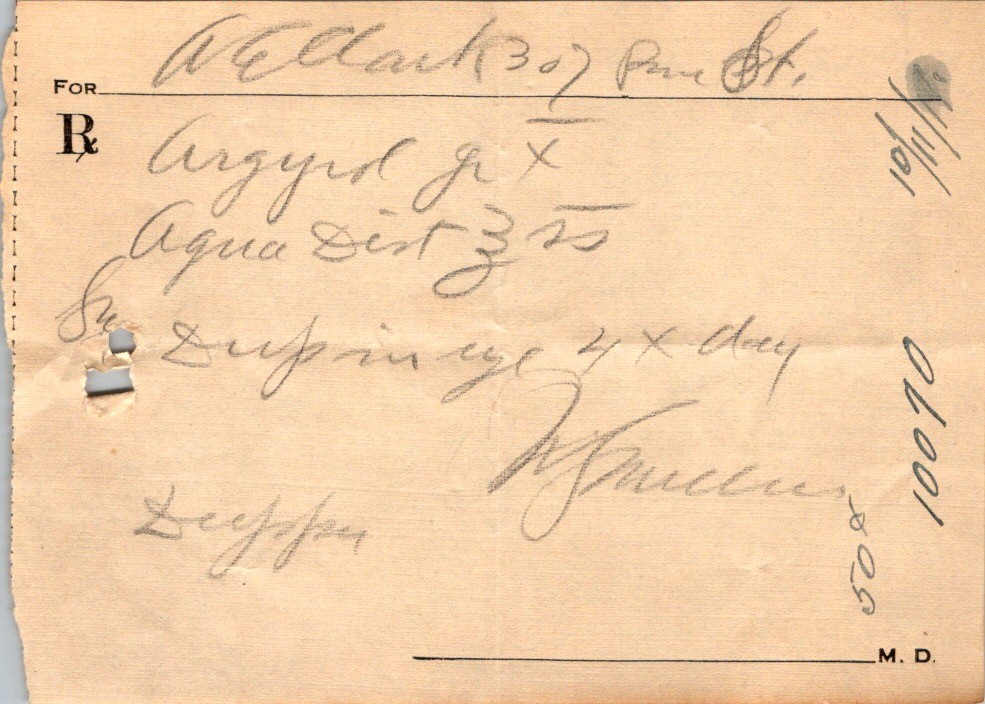 Vintage Rx Medical Prescription Slip c.1950s Typography Handwritten Dosage