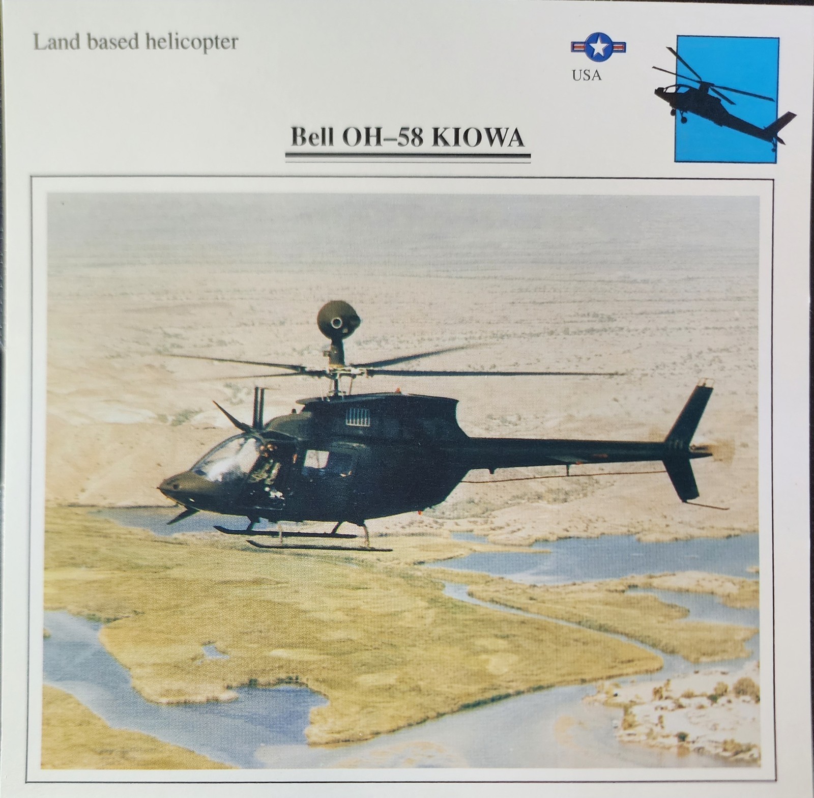 Bell OH-58 OH58 OH 58 Kiowa Helicopter Picture Original Vtg Collector Card
