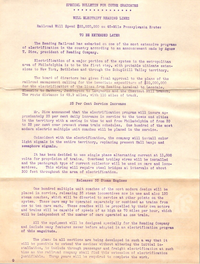 1940s Reading Railroad Electrification Bulletin Corporate Brochure Pennsylvania