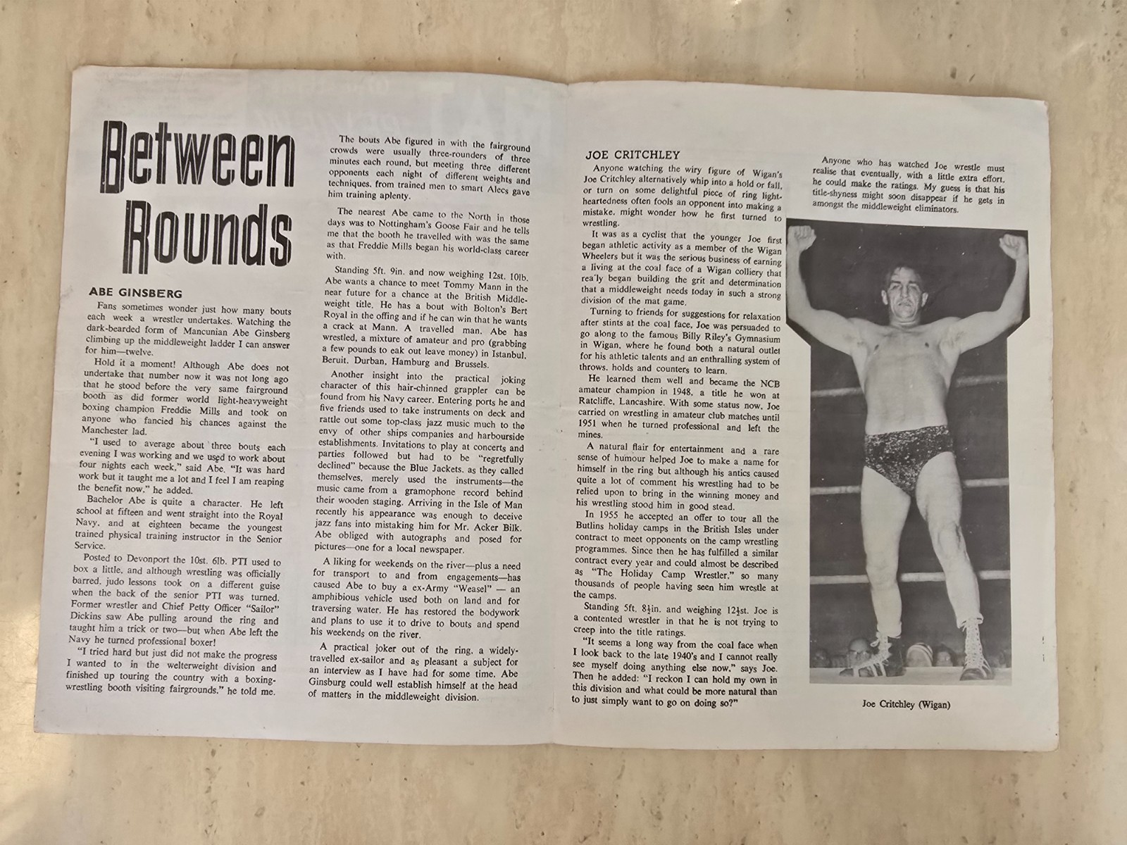 Vintage 1962 British Wrestling Programme Portsmouth Masambula Albert Wall 60s