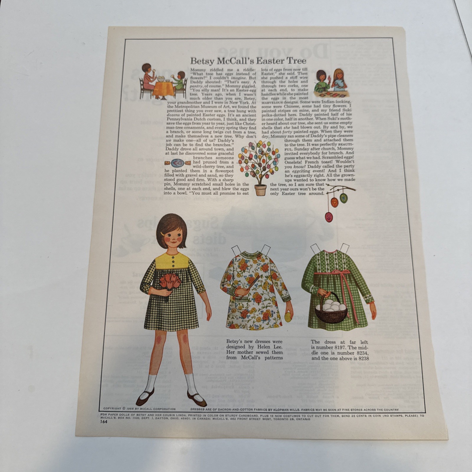 1966 Betsy McCall Trims The Tree Christmas Paper Doll art decor vintage print ad