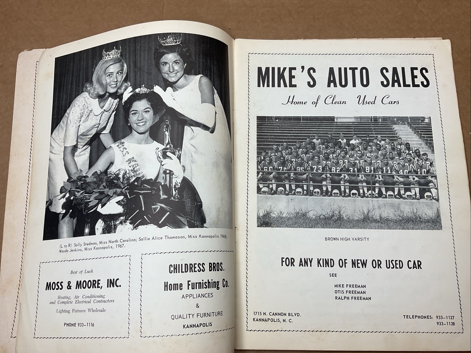 22 Sep 1967 Football Program A.L Brown Vs Lexington High School Nc B69