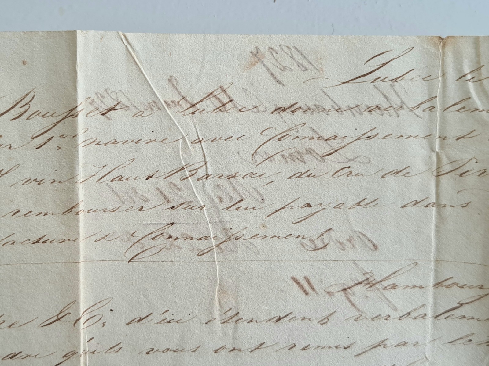 Old Letter Mail January 10 1827 Hamburg Bordeaux Germany By Givet
