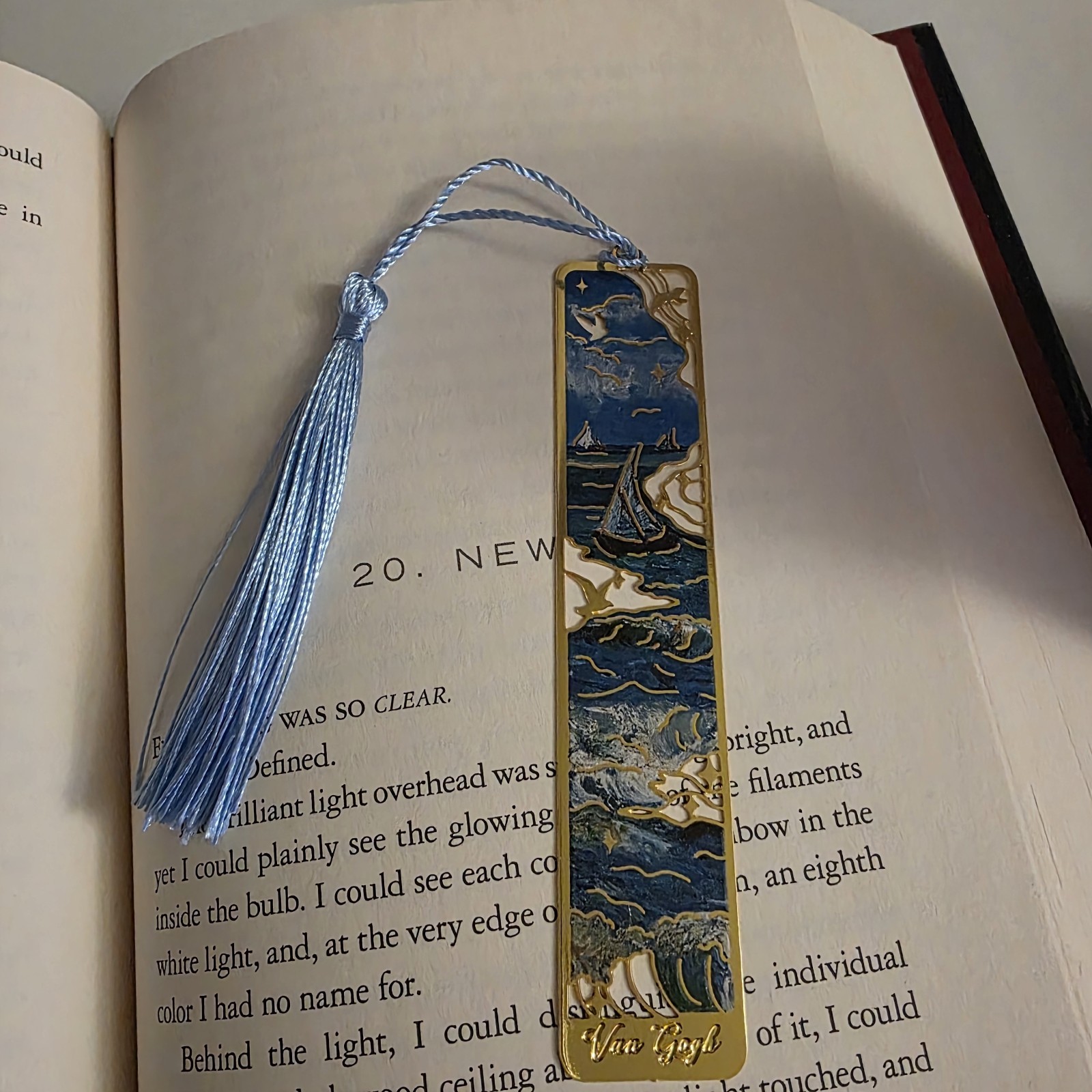 Van Gogh Metal Bookmark Metal Blue Tassel Sailing Seascape Art Rectangle