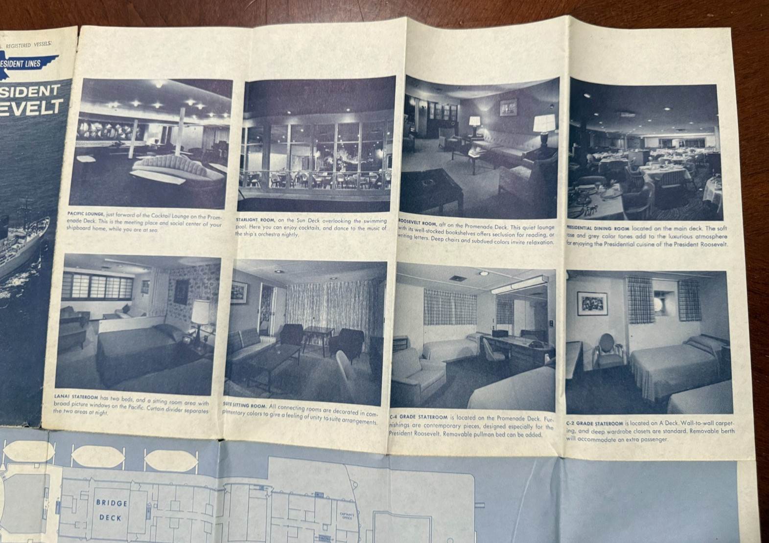 AMERICAN PRESIDENT LINES S.S Roosevelt Ship Cabin & Deck Plan Brochure 1965