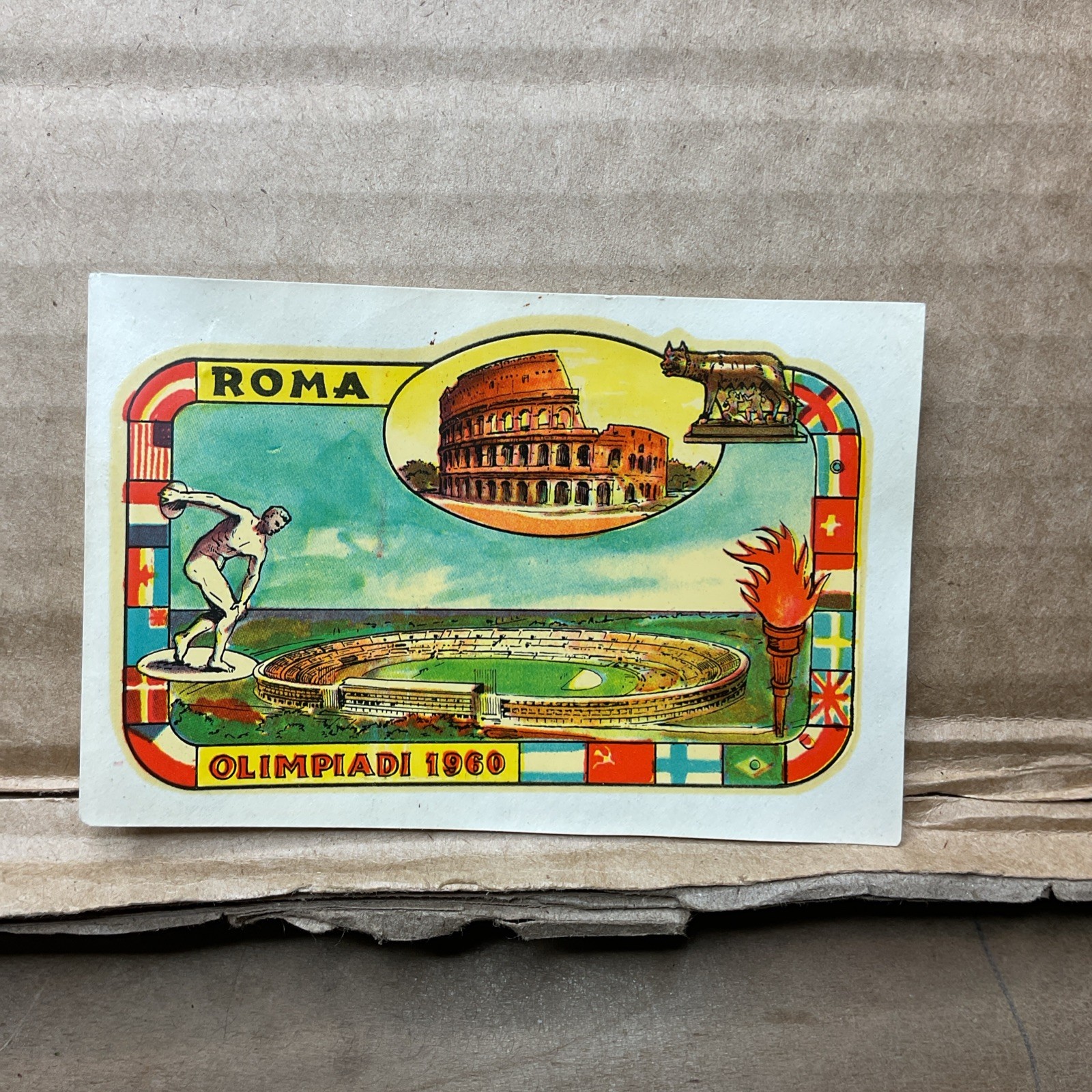 Vintage 1960 Travel Decal Sticker Roma Rome Olympiad Italy B47