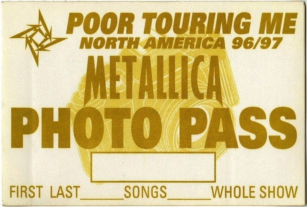 Metallica 1996 Poor Touring Me concert tour tour oversized Photo Backstage Pass