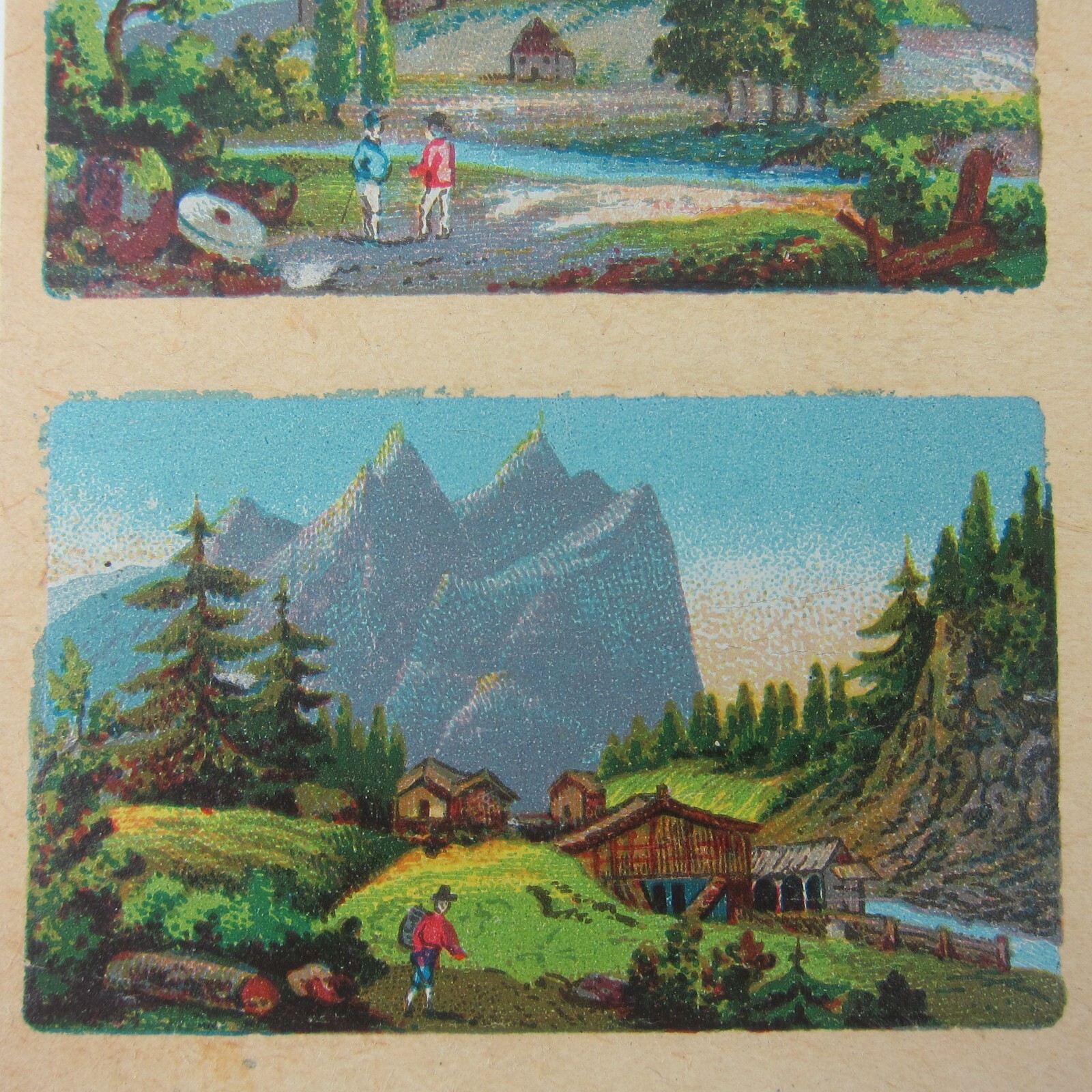 Antique Lithograph Print Samples Lot Mini Landscapes Towns Villages People RARE