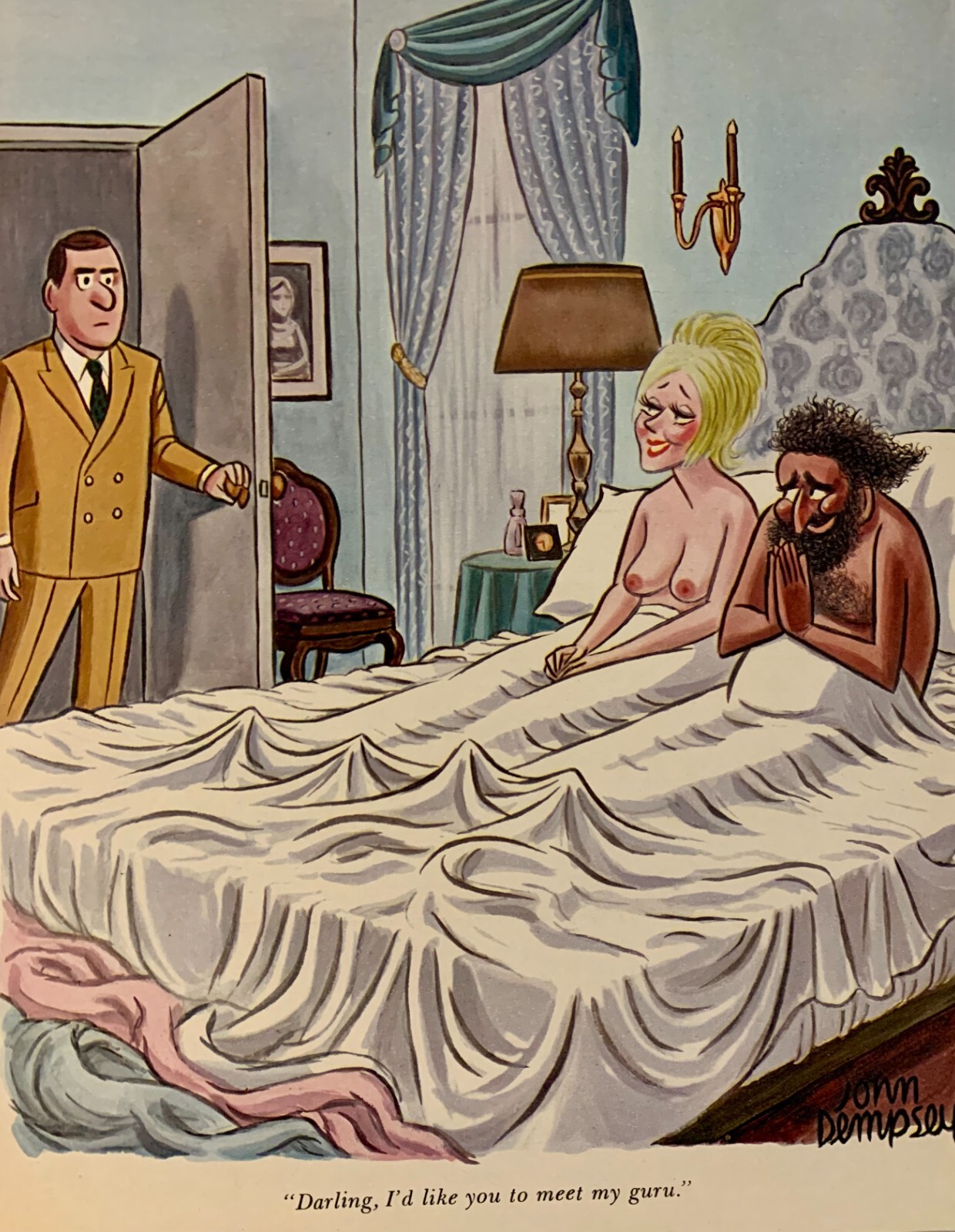 Playboy cartoon – “I’d like you to meet my guru” – 1974 – FRAMED – FREE SHIPPING