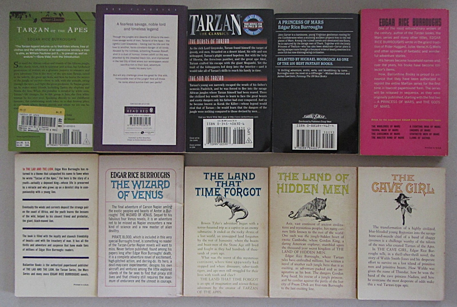 LOT 10~EDGAR RICE BURROUGHS PB~TARZAN~JOHN CARTER~NON SERIES~GOOD to FINE