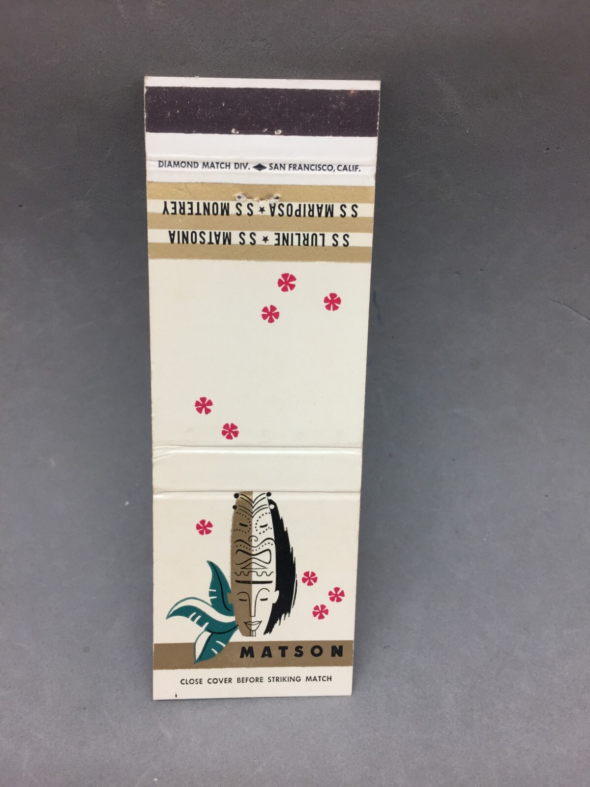 Matchbook Flat Cover Cruise Ship Matson Line Lurline Matsonia Mariposa Monterey