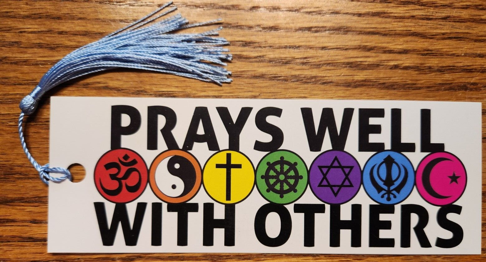 Prays Well With Others Center for Spiritual Living Paper Bookmark with Tassel