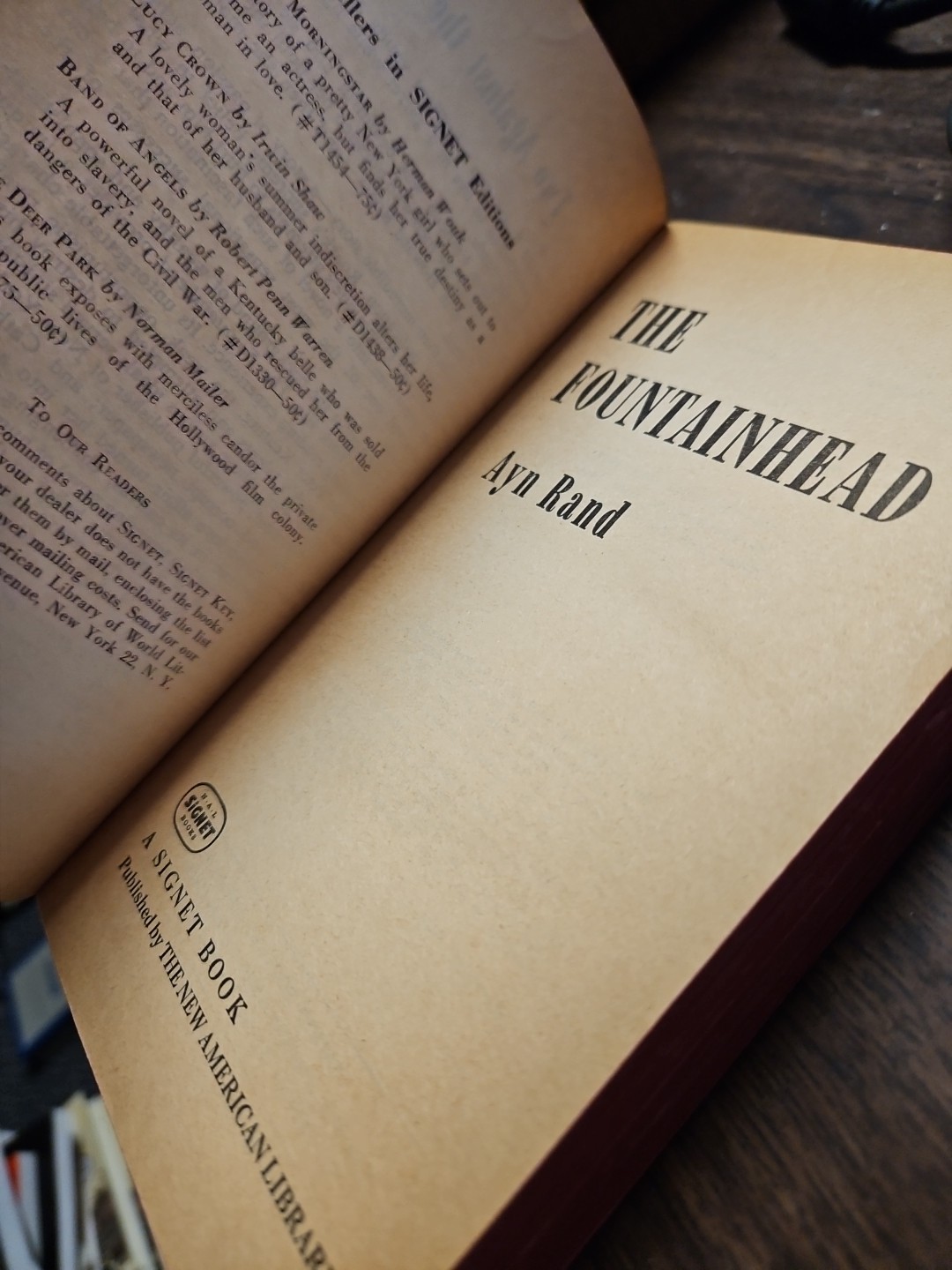 THE FOUNTAINHEAD by AYN RAND Paperback Soft Cover Book ~ 1957 Third Printing.