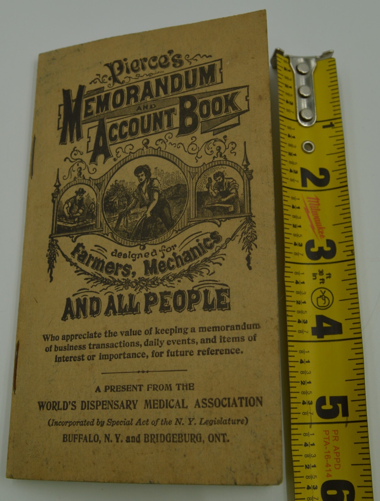 Antique-PIERCE’S MEMORANDUM & ACCOUNT BOOK – Farmers, Mechanics/Medical & People
