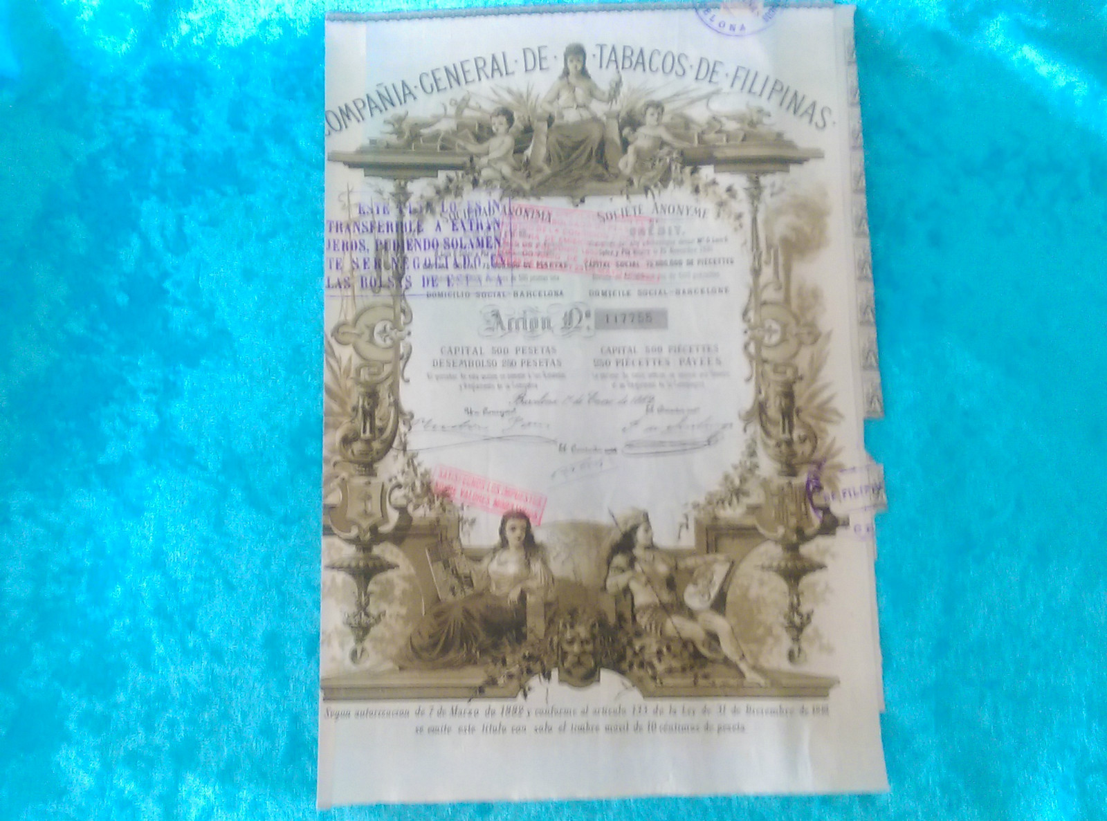 Action Company Of Tobacco From The Philippines 1882