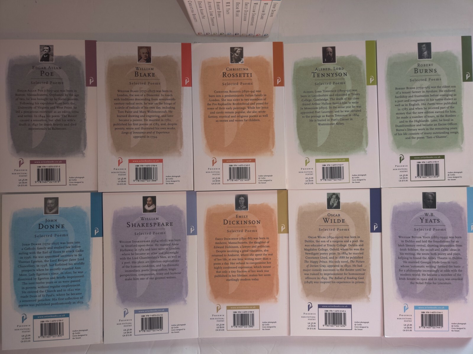 10 VOLUME SET PHOENIX POETRY BOOKS popular classical poets poems Classic poe
