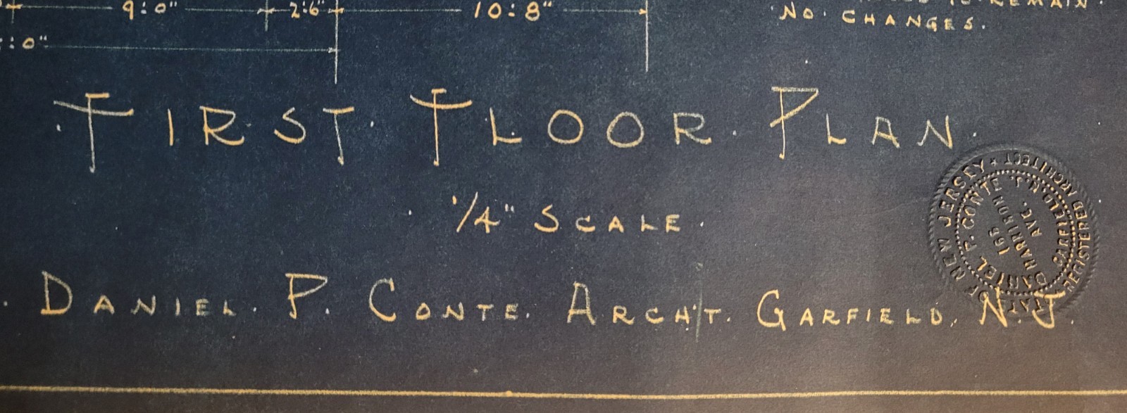 1960s ARCHITECTURAL BLUEPRINTS by Daniel P. Conte, New Jersey Complete Set Of 5