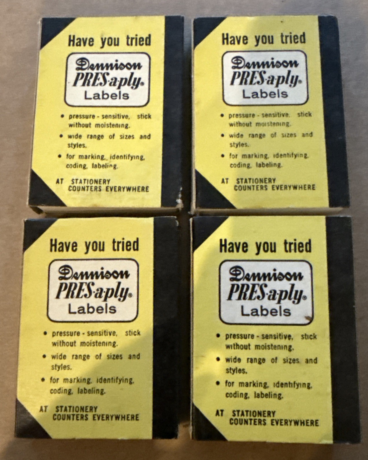 1950’s Dennison Gummed Labels (Lot of 4 Boxes) NOS Rare Vintage USA Made