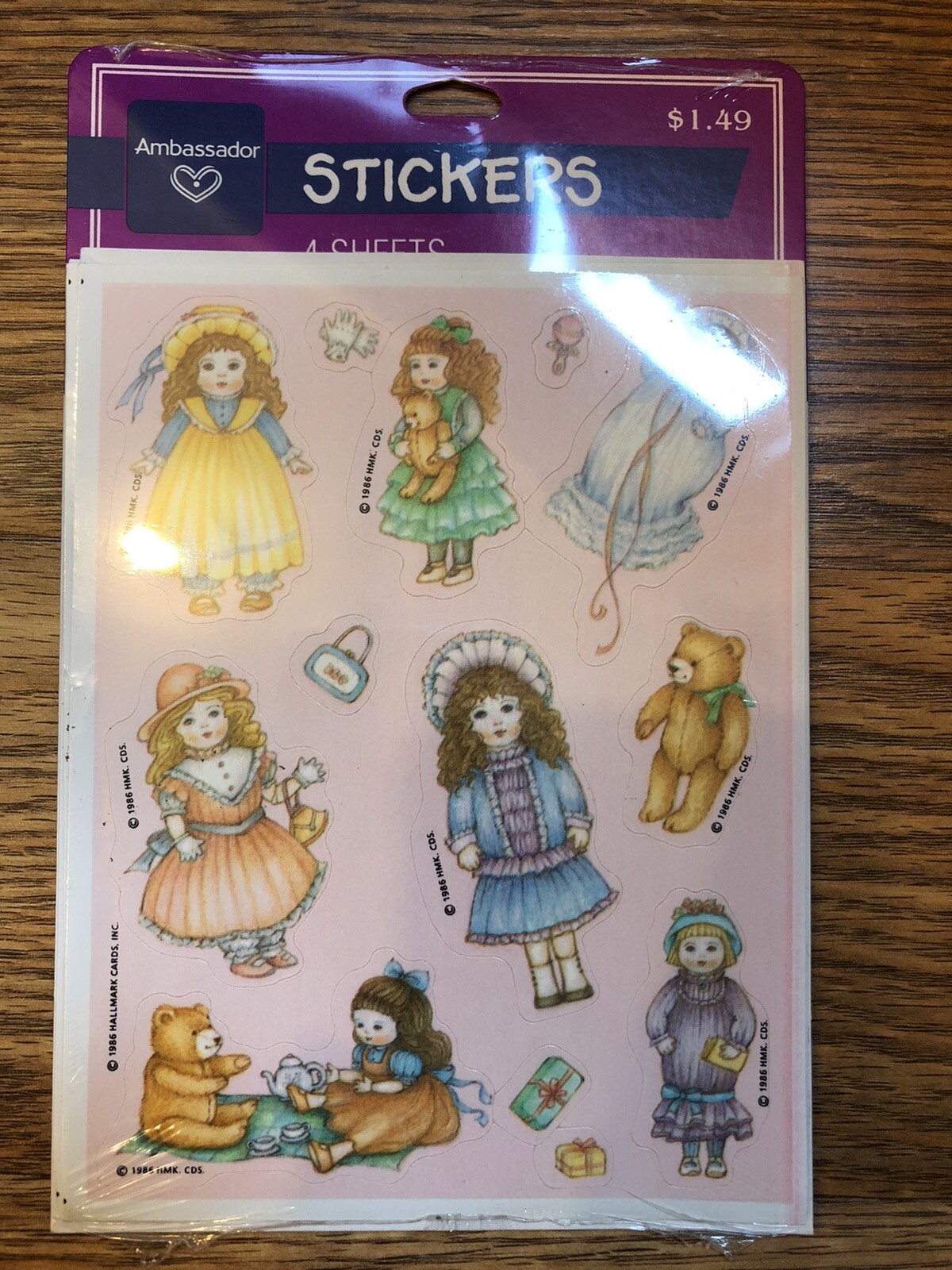 Vintage Hallmark 1986 Doll Stickers SEALED 4 Sheets!!!
