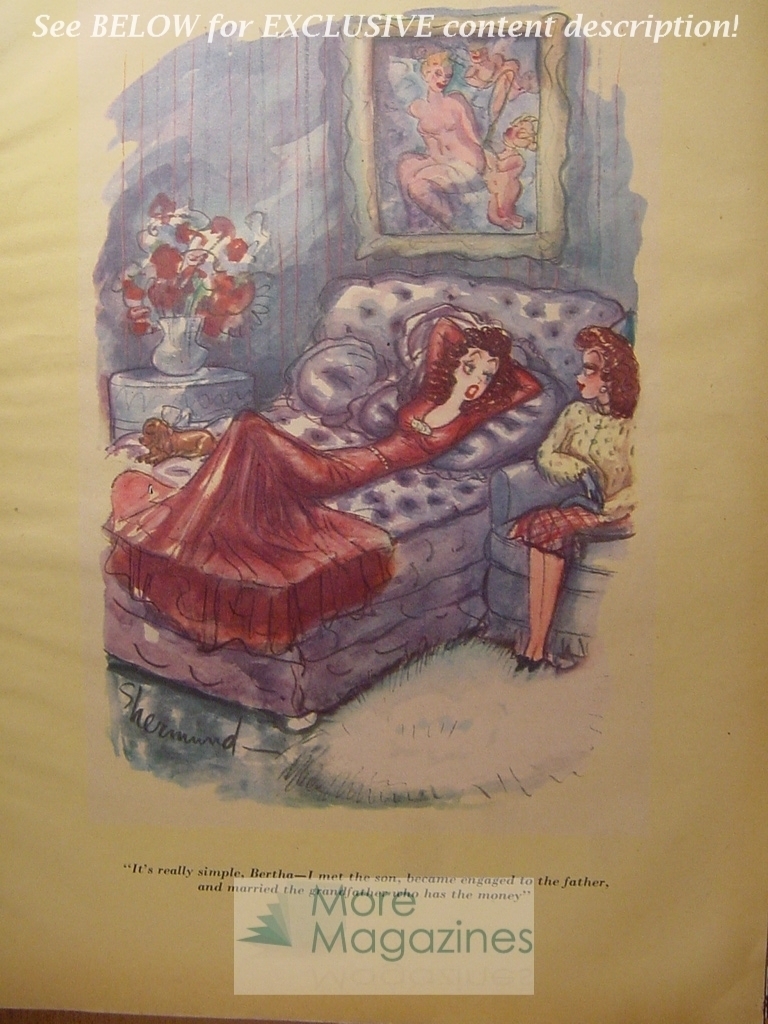 BIG lot of CARTOONS from ESQUIRE magazine 1943! WWII Era