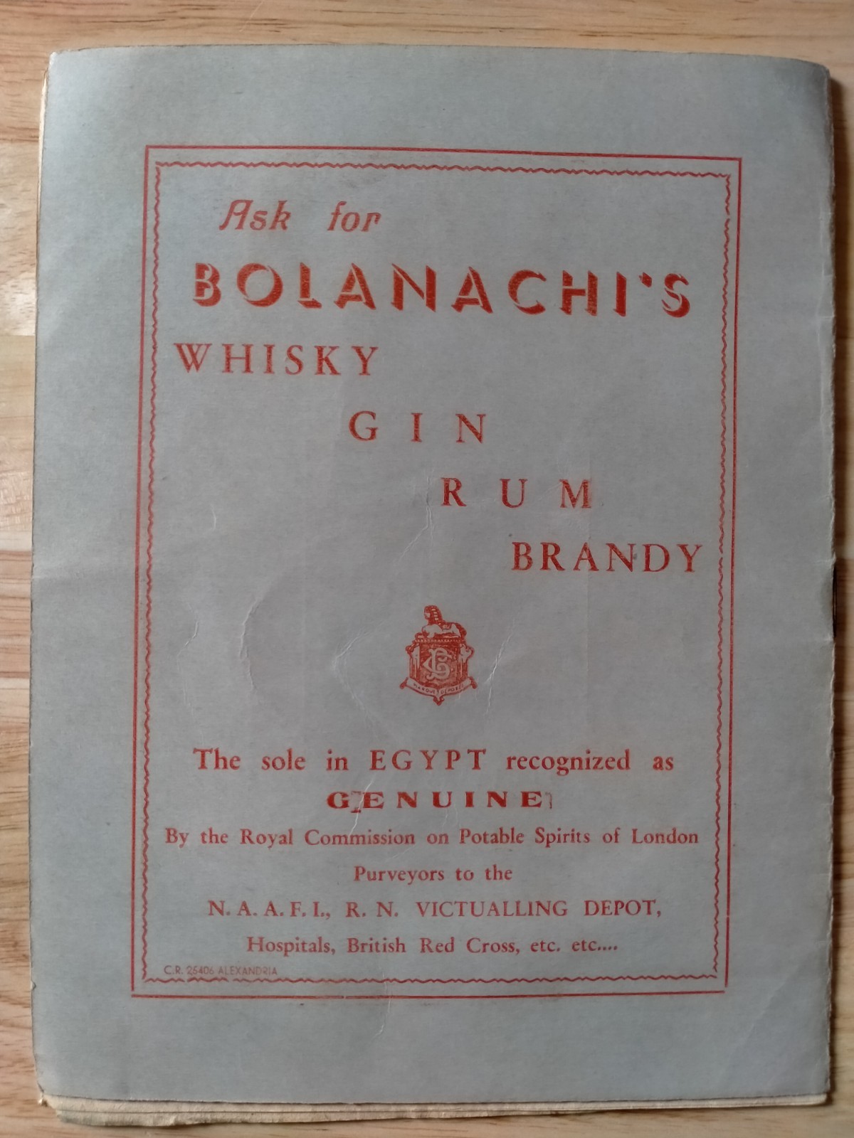 WW2 One Act Plays Concert Programme Egypt 1943 in aid of the GOC’s Welfare Fund