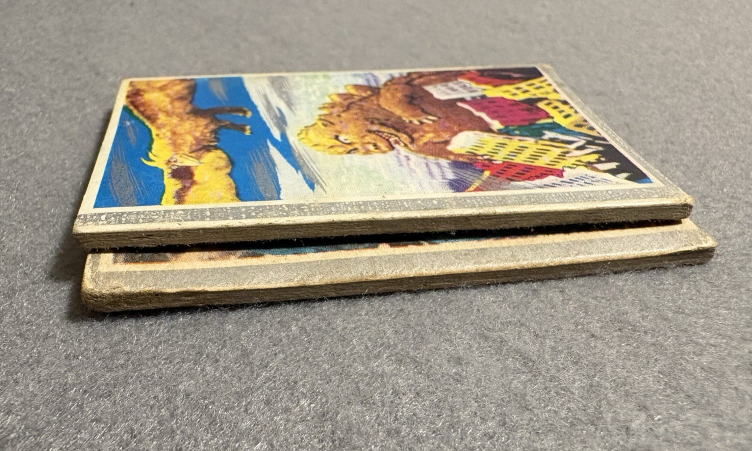 Godzilla Vintage Japanese Menko Heavy Stock Cards 1960s-70s Lot of 2