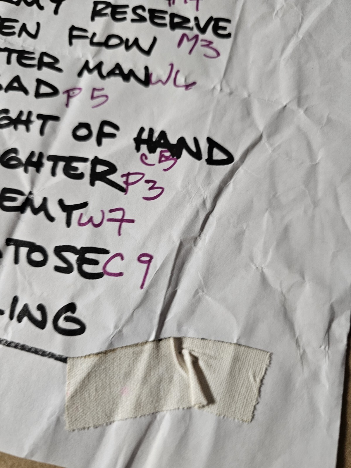 Pearl Jam Original Authentic Setlist With Code Next to Songs See Pics