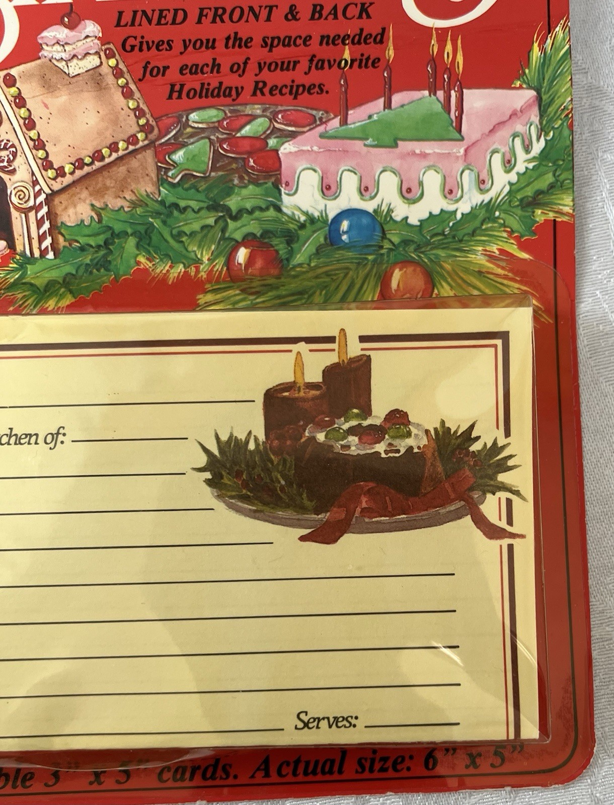 Vintage Conimar Holiday Recipe Cards • 6″x5″ folds to 3”x5” • Lined Front & Back