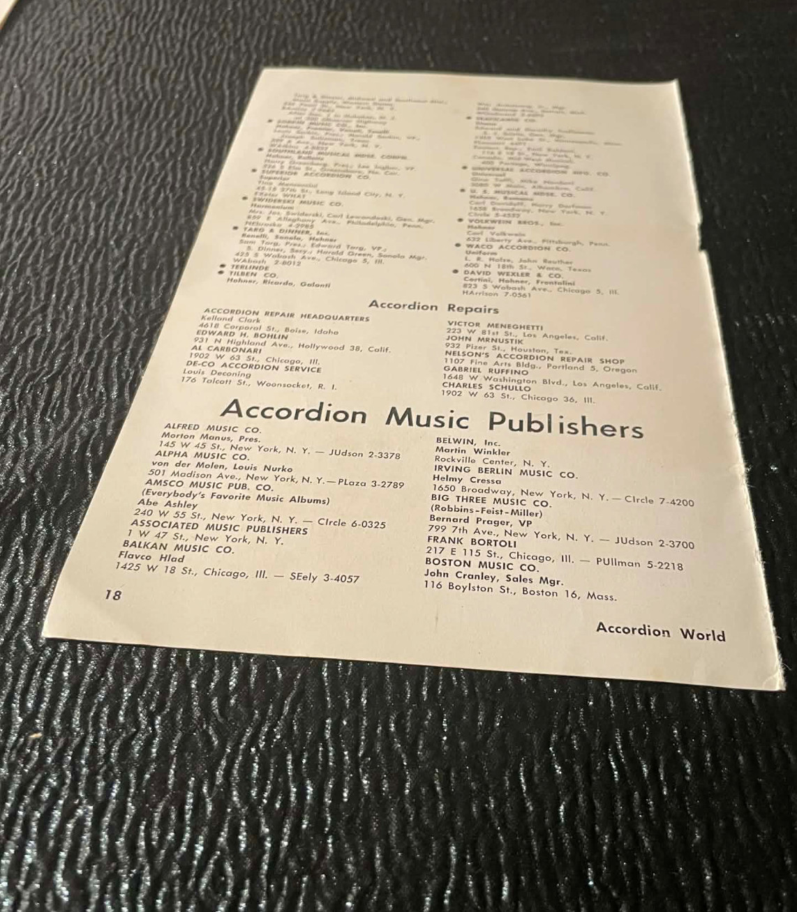 Julio Giulietti New York 3 Advertisement 1956 Sorkin Accordion World Magazine