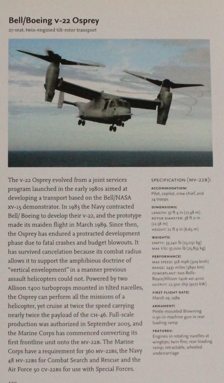 Bell Boeing V-22 V22 V 22 Osprey Aircraft Picture Article Vtg Details Sheet
