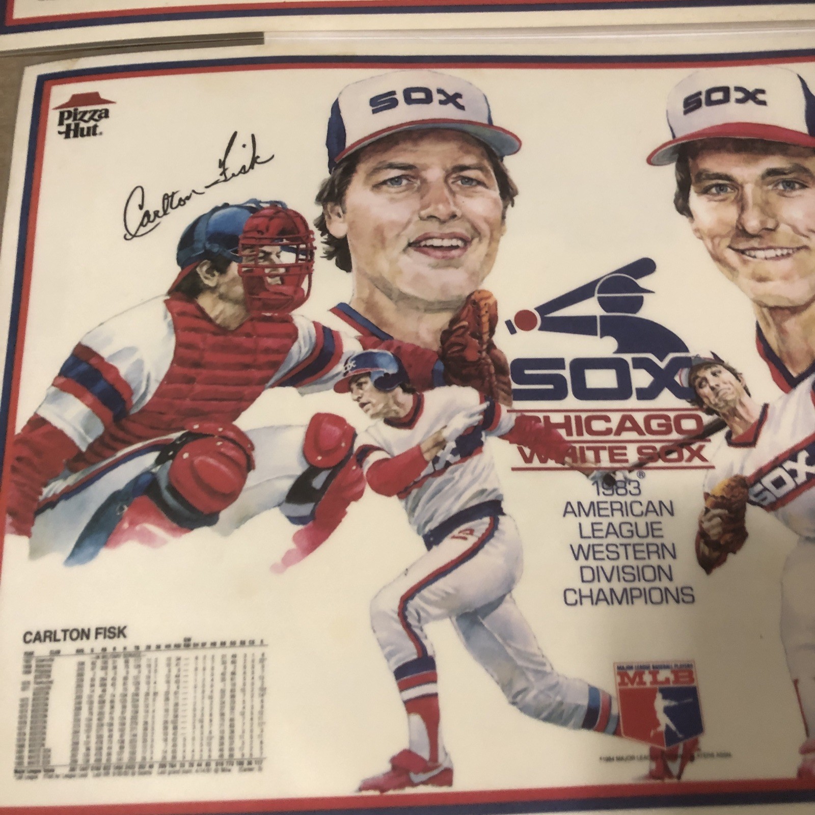 Vintage 1983 Signed (facsimile) Chicago White Sox Pizza Hut placemats. Lot Of 4