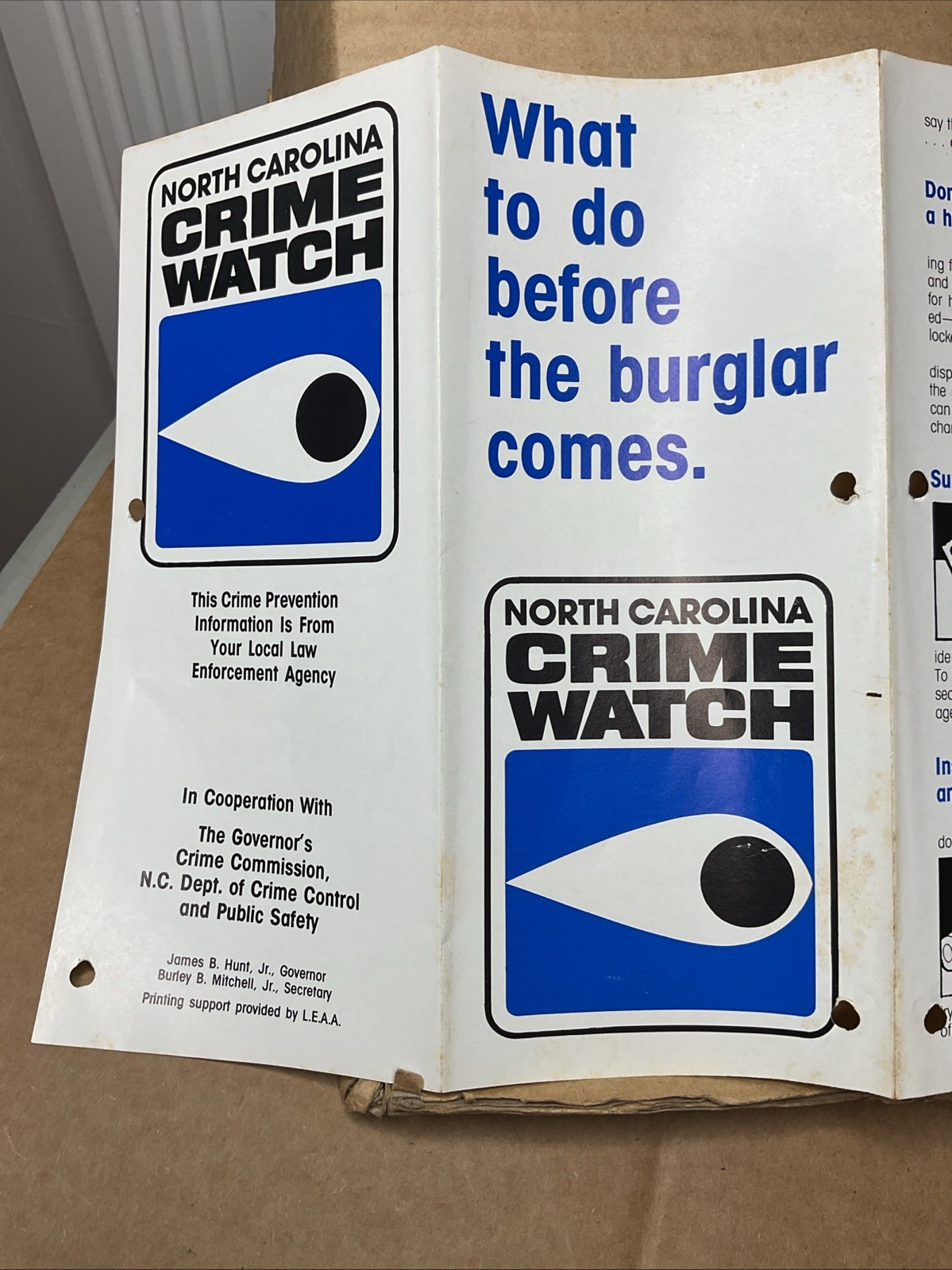 1980s Nc Crime Watch What To Do Before The Burglar Comes Brochure Pamphlet B73