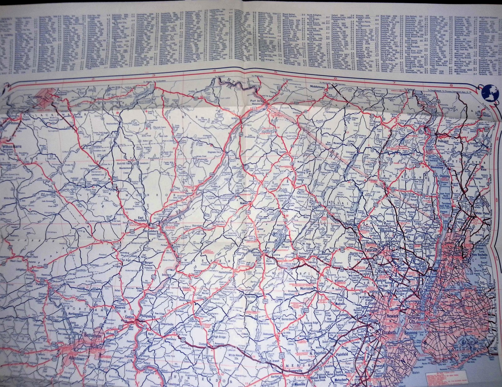 Atlantic Refining Co NJ Promo Road Map 1950s Radio Stations WNYC WOR WFIL