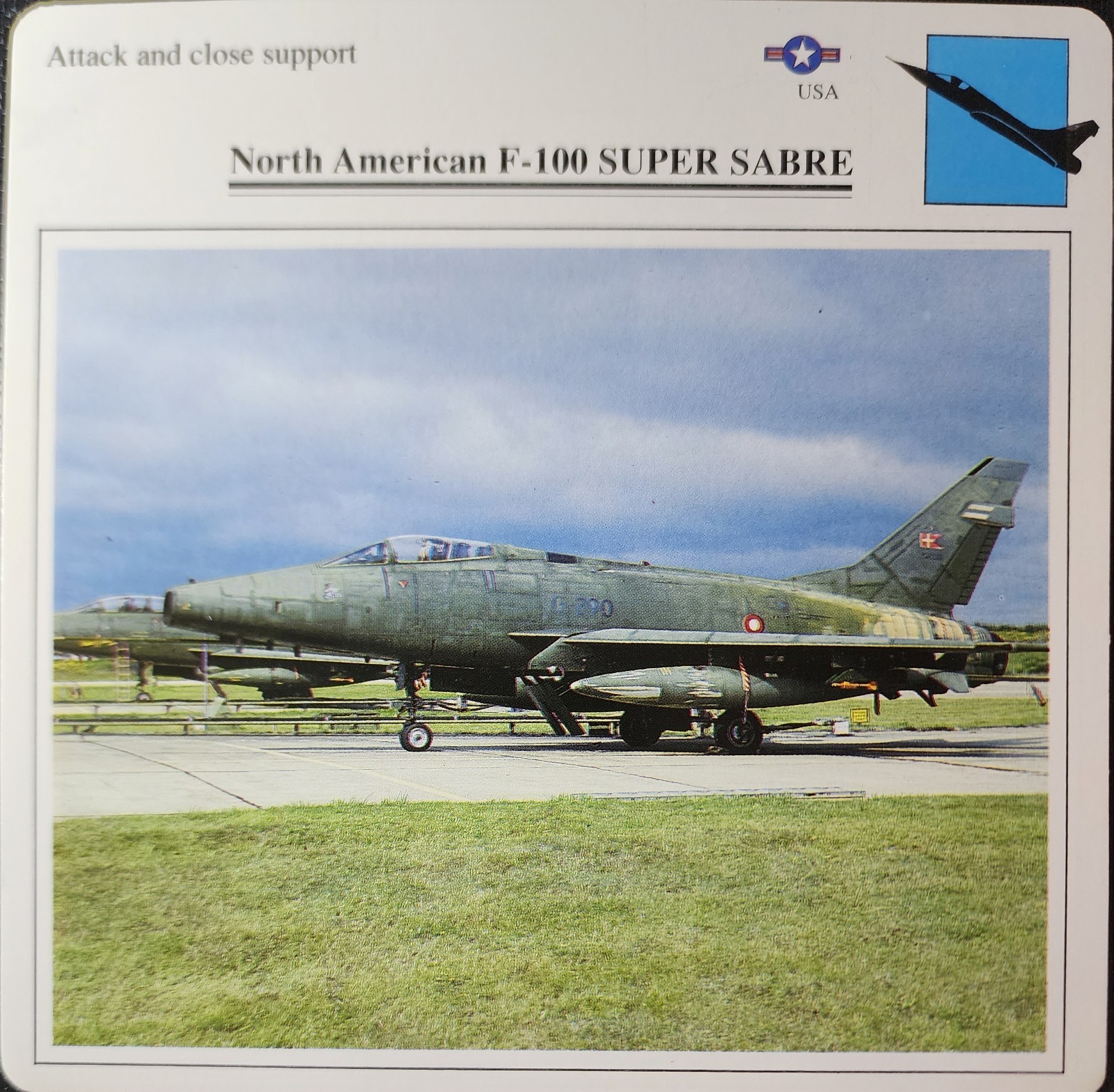 F-100 F100 F 100 Super Sabre Jet Picture Original Aircraft Info Collector Card