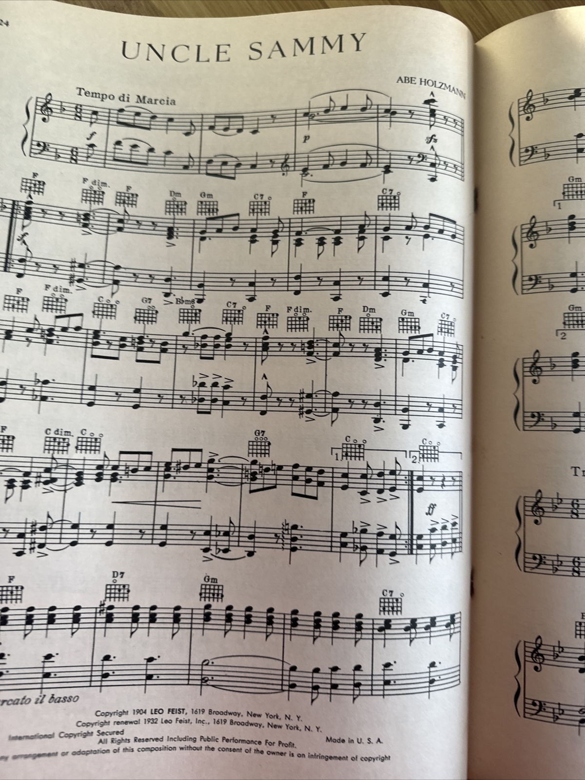 Feist Collection Of World Famous Marches For Piano Solo By Leo Feist 1936