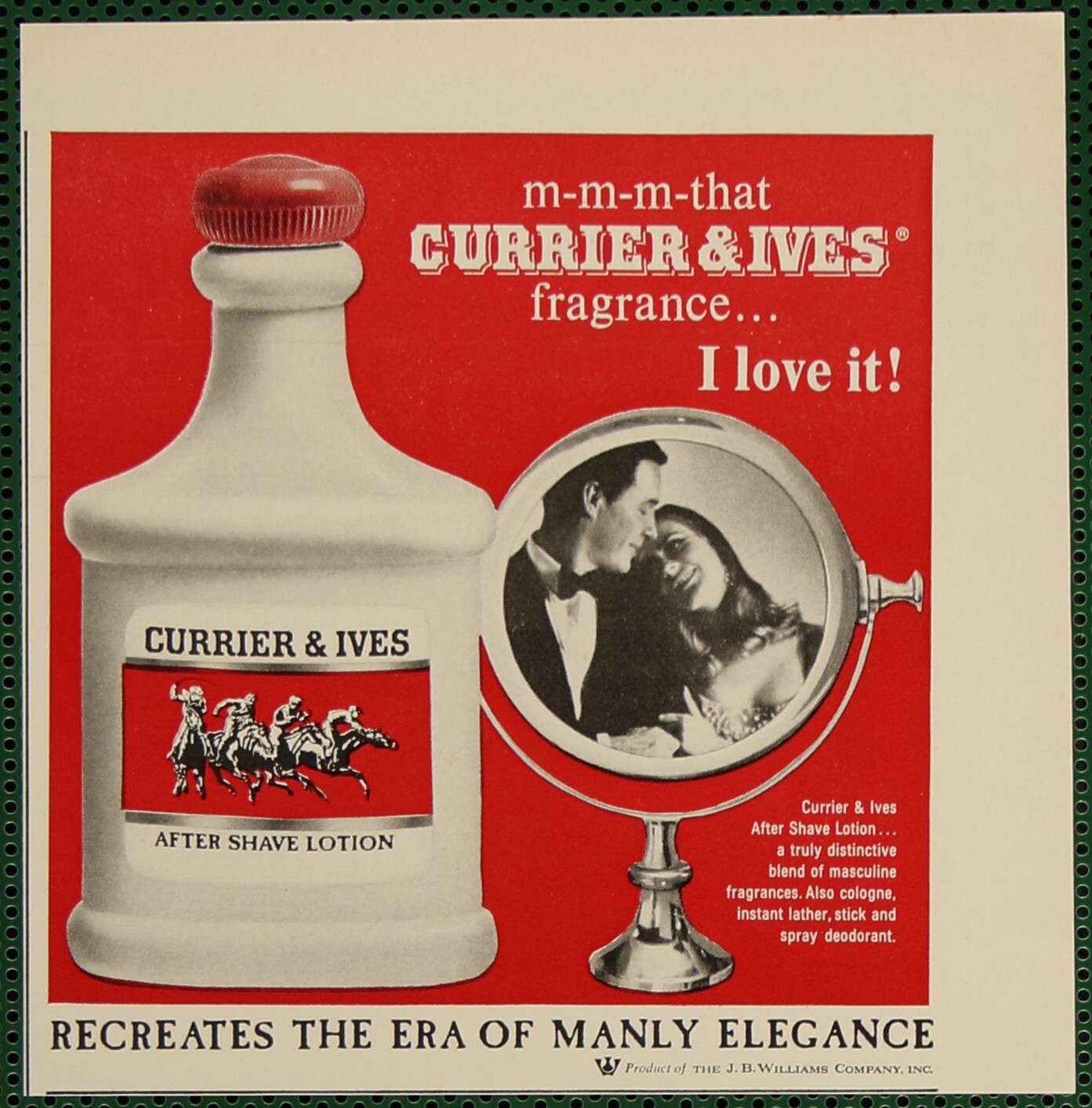 Currier & Ives Masculine Fragrance After Shave Lotion Vintage Print Ad 1966