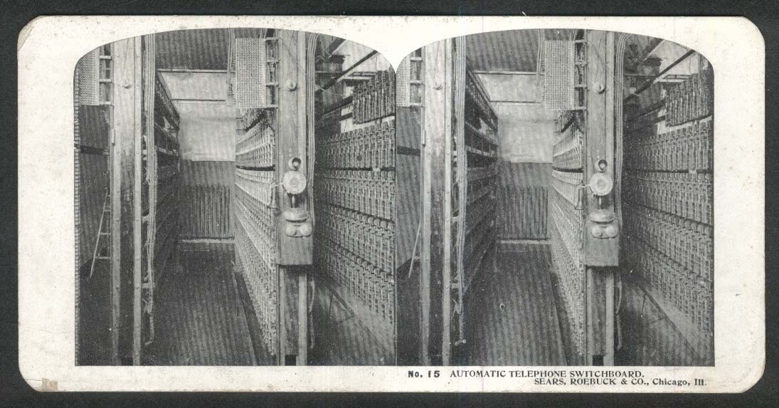 Sears Roebuck stereoview #15 Automatic Telephone Switchboard Chicago IL 1900 +/-