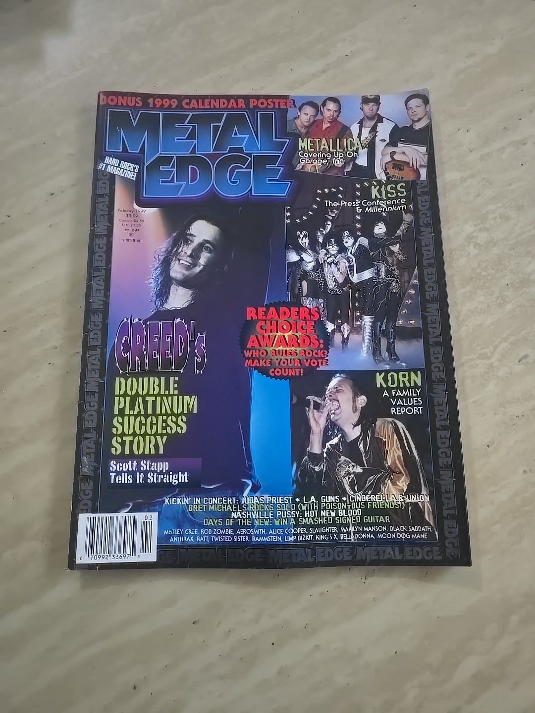 FEBRUARY 1999 METAL EDGE rock n roll music magazine CREED – KORN – METALLICA