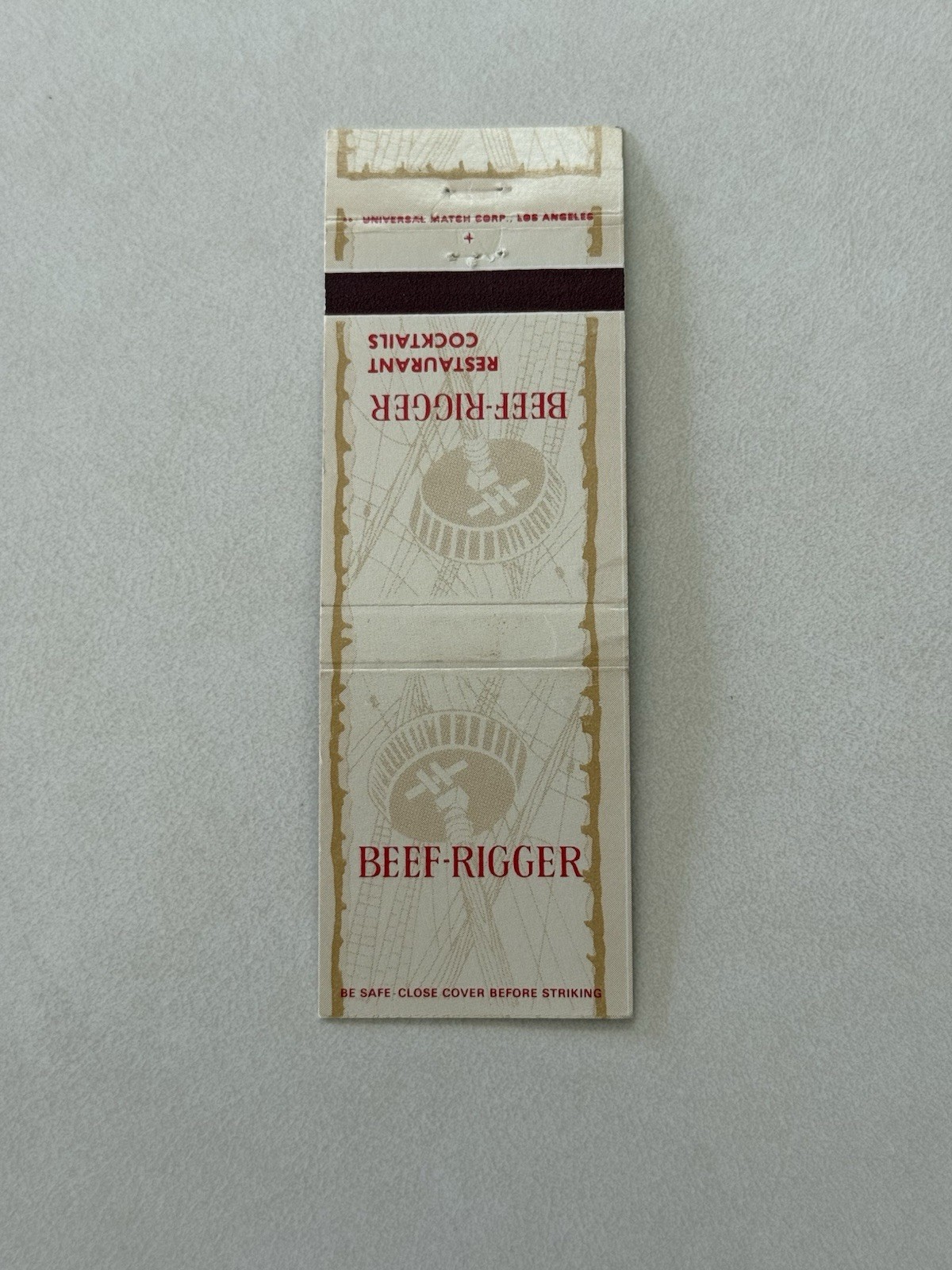 Beef Rigger Restaurant Orange California Amarillo Texas Matchbook Cover 2E