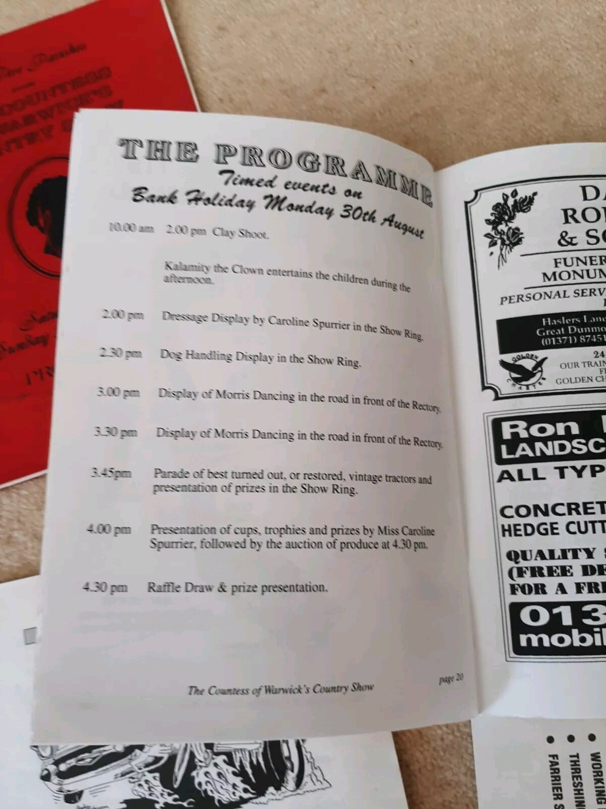 countess of warwick’s country show programmes 1997 and 1999