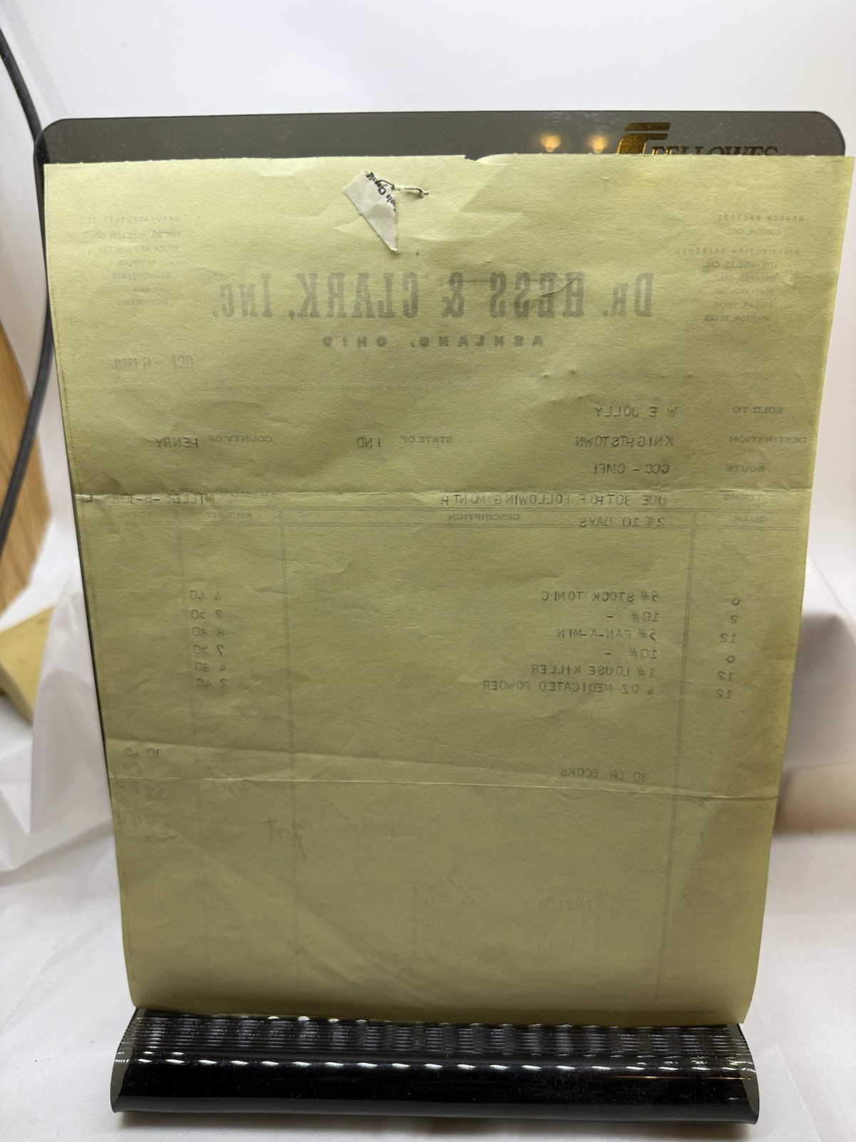 1950 Dr. Hess & Clark, Inc Ashland, OH invoice for Stock & Poultry remedies, etc