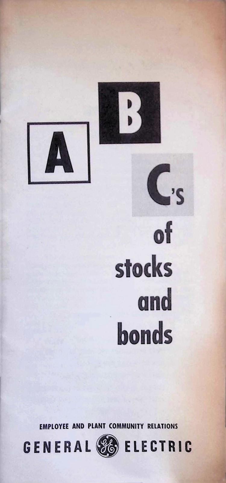 1954 GE General Electric ABC’s Stocks & Bonds Booklet Typographic Cover